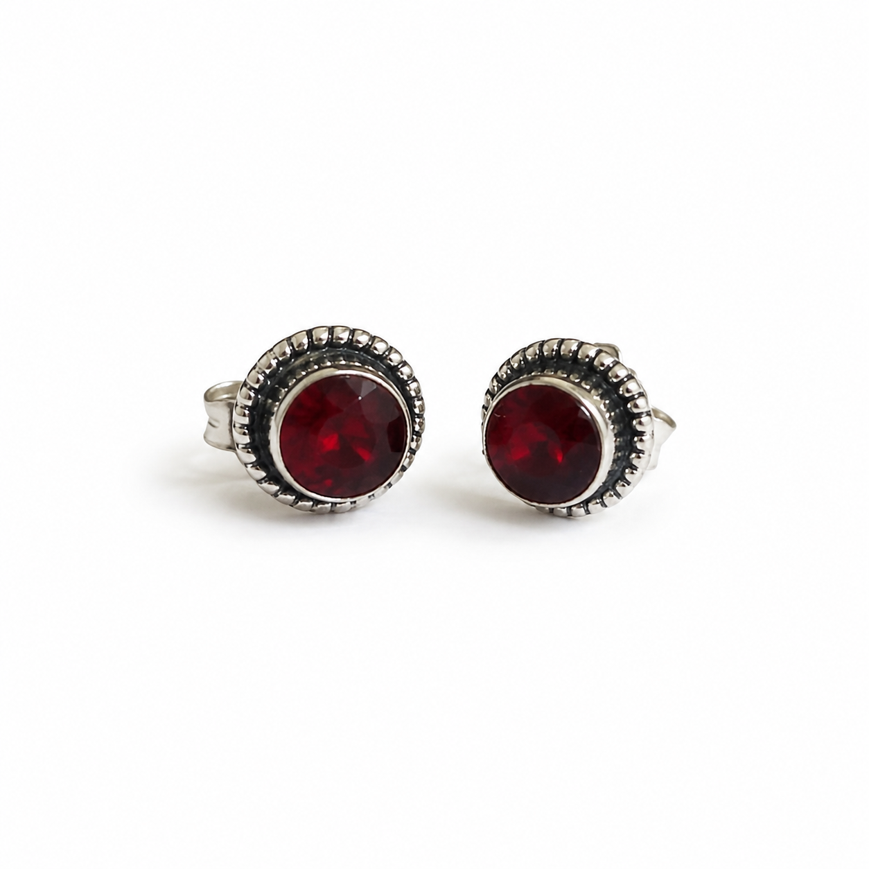 Ruby Red Stud Earrings